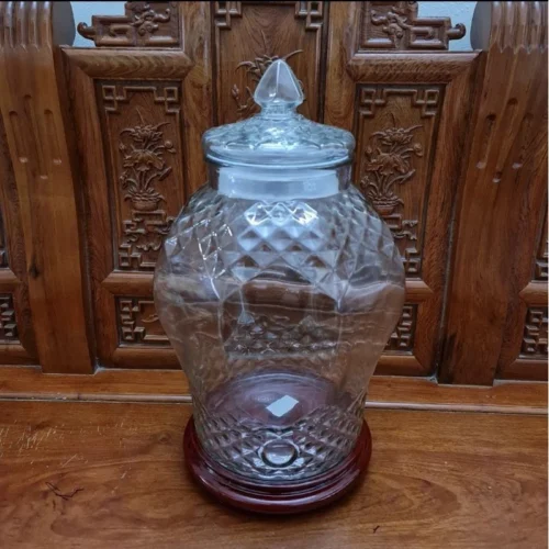 Bình thủy tinh 15 lít kim cương ngâm rượu sâm
