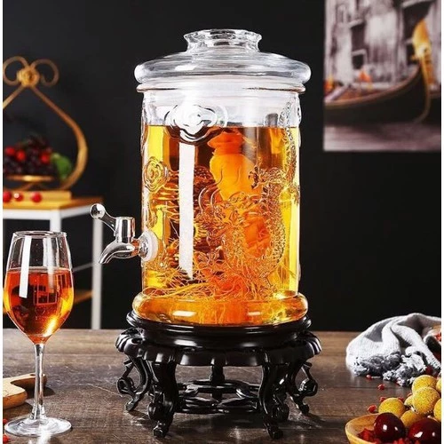 Bình thủy tinh 25L có vòi trụ rồng ngâm rượu sâm