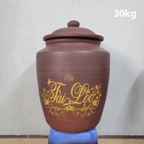 HŨ GẠO TÀI LỘC 30 KG NẮP NHỌN KHÔNG TRÁNG MEN