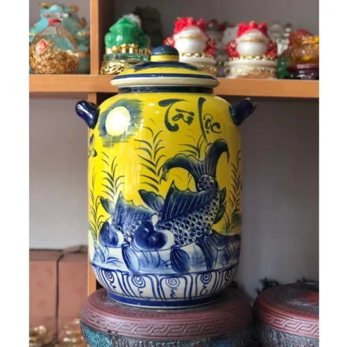 Chum sành gốm sứ Bát Tràng 30 lít - đụng rượu, gạo vàng đứng