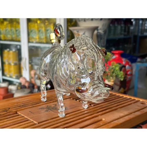 Chai thủy tinh đựng rượu 1 lít (1l) hình heo (hợi)
