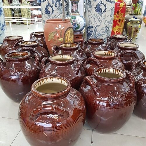 Chum sành gốm sứ Bát Tràng 10 lít đựng rượu, gạo nâu