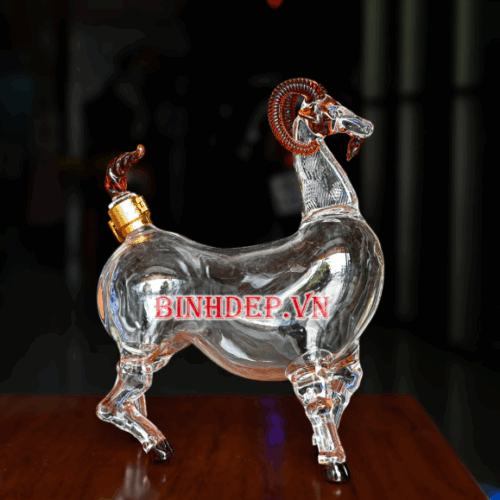 Chai thủy tinh đựng rượu 1 lít (1l) hình dê (mùi)
